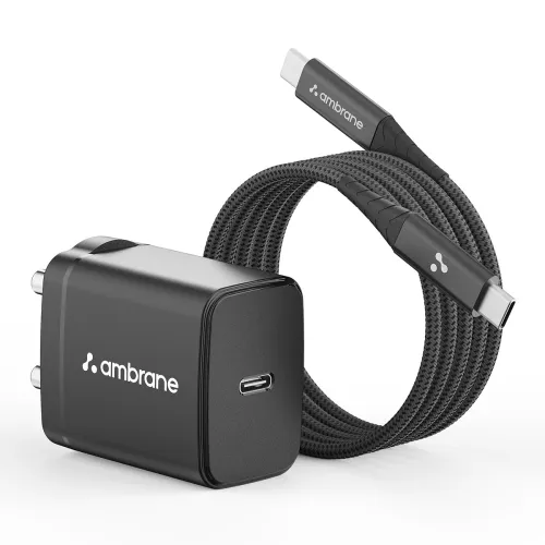Image of Ambrane Original 25W Charger Adapter with Type C to C Cable, Fast Charger Compatible with Iphone 17,16 Samsung Galaxy A1