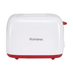 Amerex 700W Krispy 2 Slice Pop-Up Toaster | 2 Slice Slots, Auto Pop-Up, Dust Lid, Cord Wrap Storage, Removable Crumb Tra