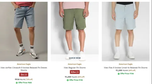 Image of American Eagle Men's Short's Minimum 64% Discount
