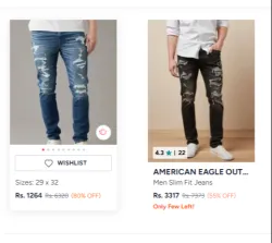 American Eagle Men Skinny Jeans Upto 80% OFF