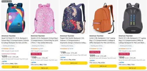 Image of American Tourister Backpack at minimum 70% Discount