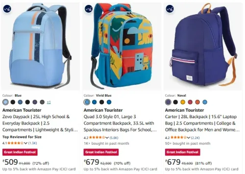 Image of American Tourister Backpack | School Bag at minimum 60% Discount