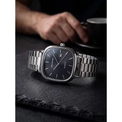 AMERICANVIBER Mens Silver Stainless Steel Analog Watch