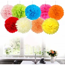 AMFIN® Colorful Tissue Paper Pom Pom Balls – Hanging Flower Decorations for Birthday, Wedding, Baby Shower, Garden & Par