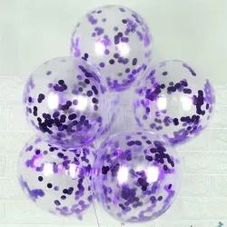 AMFIN (Pack of 10) Confetti Balloons with Matching Ribbion, Party Decoration Items - Purple