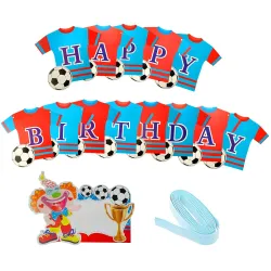 AMFIN® Happy birthday banners for boys / Banner For Birthday / birthday decoration Material - Football Banner (Blue & Re