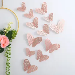 AMFIN (Pack of 12) 3D Metallic Butterfly Wall Stickers
