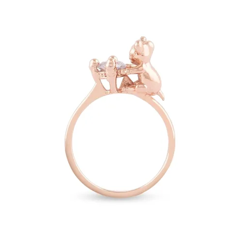 Image of Ami Rose Gold Contemporary Cubic Zirconia Cute Teddy Brass Ring For Women-ZPFK20118