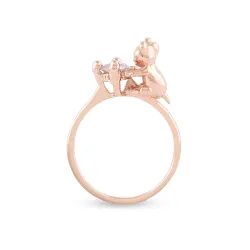 Ami Rose Gold Contemporary Cubic Zirconia Cute Teddy Brass Ring For Women-ZPFK20118