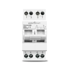 amiciSmart Dual Power Manual Transfer Switch – 63A Single Phase, 400V | Manual Changeover Switch for Generators & Mains Supply | On/Off Load Selector for Backup Power Management