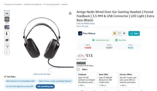 Image of Amigo Nedis Wired Over-Ear Gaming Headset