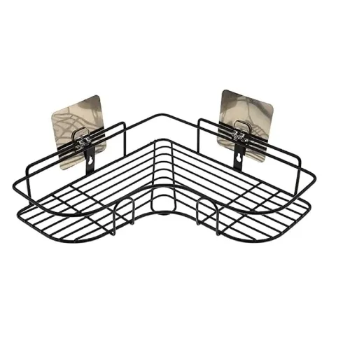 Image of Amiraj Wall Mounted Self-Adhesive Bathroom Organizer | No Drill Kitchen Rack | Corner Shelf for Bathroom & Kitchen Acces