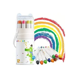 Amitasha 12 Crayons Colour Set Washable Crayons Twistable Rolling Wax Color Pens for Kids Drawing Art Work Supplies Educational Gift