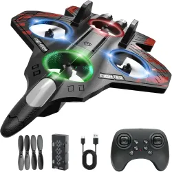 Amitasha Remote Control Airplane for Kids, RC Glider Plane with Light Foam Aeroplane Fighter Jet for Kids Adults 6-16, 360° Flip, Stunt Roll, Drones Airplane Toy Gift for Kids Boy