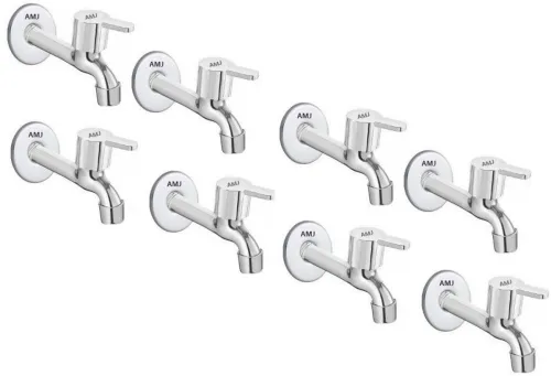 Image of AMJ SS FLORA Long body Tap for Kitchen and Bathroom SS Chrome Finish With Wall Flange