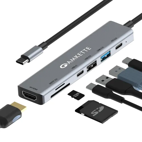Image of Amkette 7-in-1 Type C Hub/Docking Station for Laptop