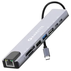 Amkette 8-in-1 Type C Hub Data Transfer Multiport Adapter Power Delivery 