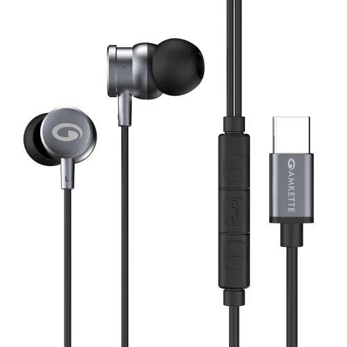 Image of Amkette Trubeats M15 Type C Earphones with Mic, 10mm Drivers, 3 Button Control, AI Assistants, Ergonomic Earbuds Compati