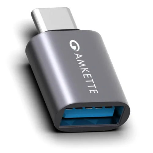 Image of Amkette USB 3.0 Type-C Male to USB-A Female OTG Adapter, 5Gbps Data Transfer