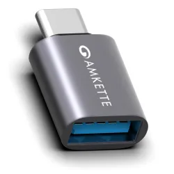 Amkette USB 3.0 Type-C Male to USB-A Female OTG Adapter, 5Gbps Data Transfer