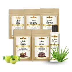 Khadi Amla Bhringraj Shikakai Reetha Hibiscus Hair Powder with Aloe Vera Gel Combo for Hair Growth, Hair Fall Control & 