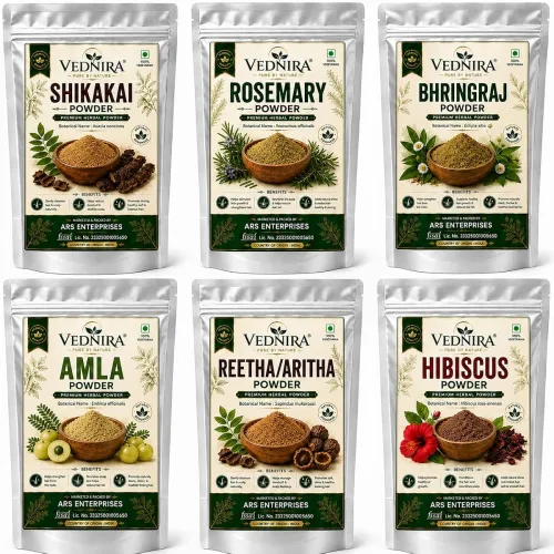 Image of Amla Reetha Shikakai Bhringraj Hibiscus Rosemary Original Powder Combo - 300g