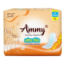 Ammy Super Absorbent Ultra Thin Sanitary Pads - 24 Pcs XL Size for Heavy Flow | Cottony Soft, Rash Free, Leak Lock with 7 Layer Protection & Advanced Gel Lock Feature | Pack of 1