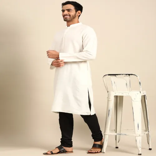 Image of Amodh by Kisah Men Black Solid Churidar