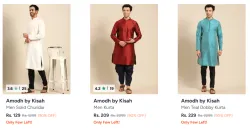 Amodh by Kisah Mens Kurta Starting @ ₹129