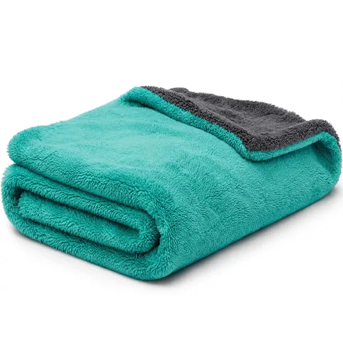 Image of AM Safe-X Premium Microfiber Cleaning Cloth 1200 GSM 40x60cm Aqua Blue & Grey | Ultra Thick Dual-Sided Car Drying Towel 