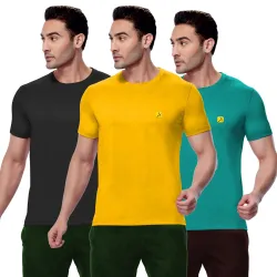 AMUL COMFY Mens Cotton Plain Round Neck Half Sleeve Casual T-Shirts