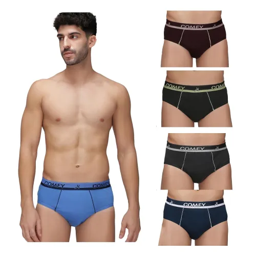 Image of Amul Comfy Men's Pure Cotton Multi Color Brief Pack of 5