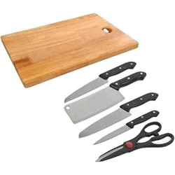 Amydhan 5-Piece Kitchen Knife Set with Wooden Chopping Board & Scissors