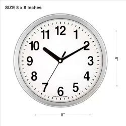 Analog Wall Clock (Silver, With Glass).