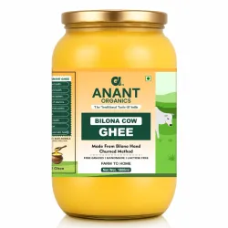 Anant Organics Bilona Cow Hand Churned Vedic Method A2 Cow Milk Ghee Glass Bottle 1L