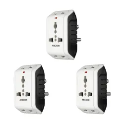 ANCHOR 6A 3 Pin Multi Plug Socket  (White - PK3)