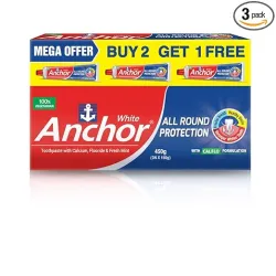 Anchor All Round Protection White Toothpaste 450gm (150g x 3)