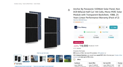 Image of Anchor By Panasonic 550Watt Solar Panel (Pack of 2)