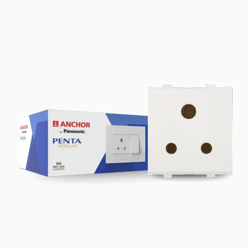 Image of Anchor by Panasonic Penta Modular 2 Module 6 Amp 3 Pin Round Socket W/O Shutter