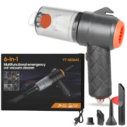 Andrew James 6 in 1 Car Vacuum Cleaner Cordless | Wireless Powerful EVERSYS Handheld Vacuum Cleaner with Blower, Inflator, Vacuum Sealer & Safety Hammer | Portable Car Cleaning Vacuum Cleane...