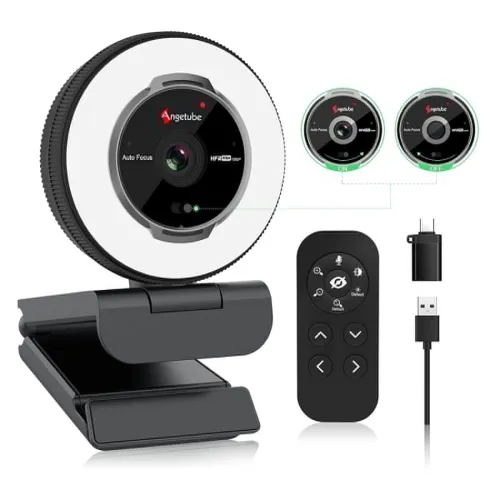 Image of Angetube Streaming Webcam with Microphone 1080P 60FPS Web Cam with Remote