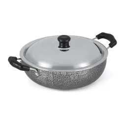 Anjali Aluminium Non Stick Kadhai with Stainless Steel Lid & 2 Side Handles Non-Stick Coating, and Durable Construction 