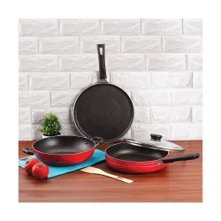 Anjali Fab Nonstick Induction Base 3 Pcs Cookware Set