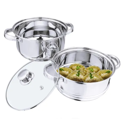 Image of Anjali FS2T Fiesta 2Tier Stainless Steel Food Steamer with Glass Lid