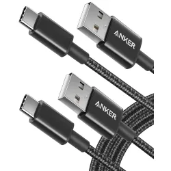 Anker USB C Cable, [2-Pack, 6ft] Premium Nylon USB A to USB C Charger Cable for Samsung Galaxy S10 S10+, LG V30, Beats F