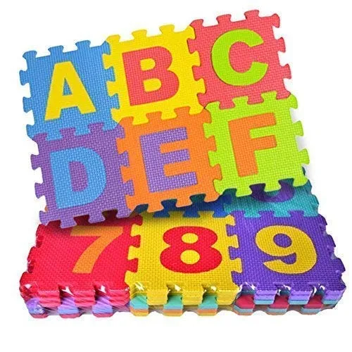 Image of Ankirant 36 Pieces 3X3 inch 8mm ABCD Alphabet Blocks Puzzle Foam Mat for Kids, Interlocking Learning Alphabet and Number