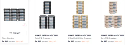 Image of ANKIT INTERNATIONAL Black Set of 12 Organisers