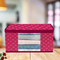 ANKIT INTERNATIONAL Organizer For Wardrobe (Pack Of 1) Storage Organizer For Saree | Shirts | Salwar Suit | Lehenga - Dress Organizer For Wardrobe - Saree Covers With Zip (Red,RC5265)