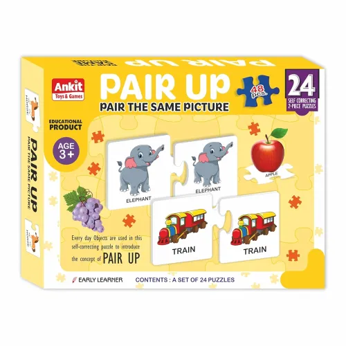 Image of Ankit Toys & Games Pair Up Educational Puzzle for Kids – 24 Self-Correcting 2-Piece Set – Picture Matching Game for Earl