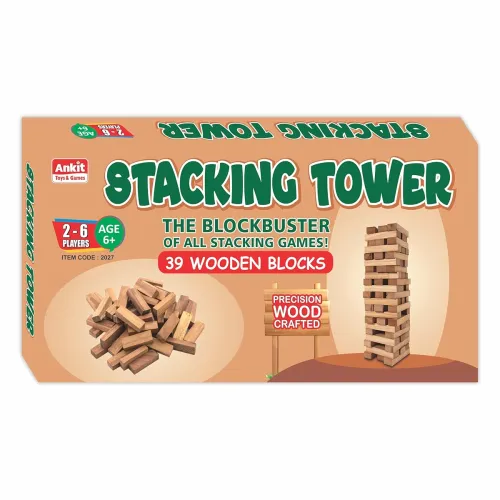 Image of Ankit Toys & Games Wooden Stacking Tower Game - Precision Crafted 39 Blocks for Kids and Adults Family Game Stacking and